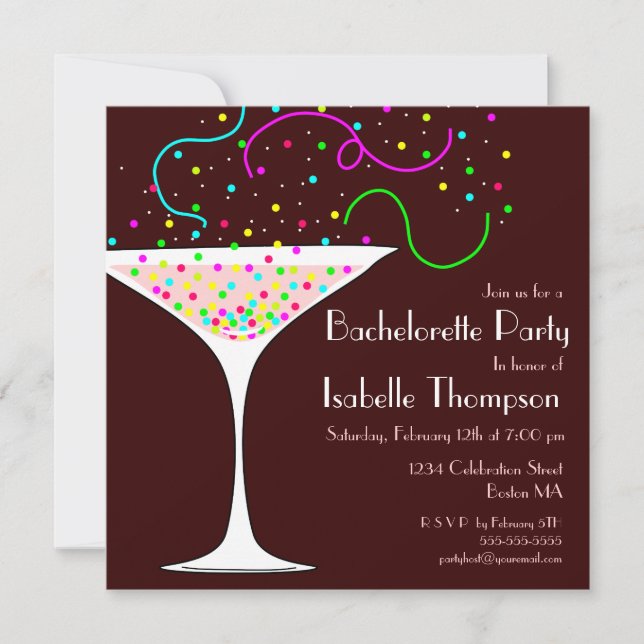 Invitation du Confetti Bachelorette Party (Devant)