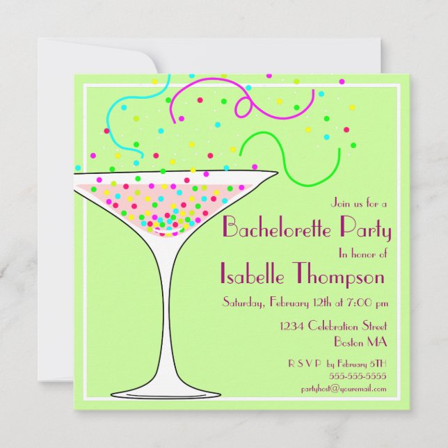 Invitation du Confetti Bachelorette Party (Devant)