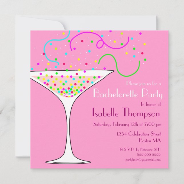 Invitation du Confetti Bachelorette Party (Devant)