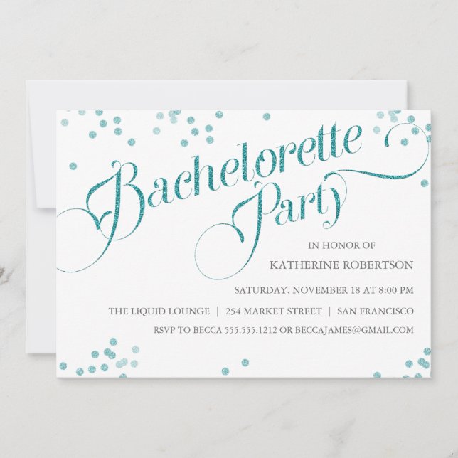 Invitation du Confetti Parties scintillant Bachelo (Devant)