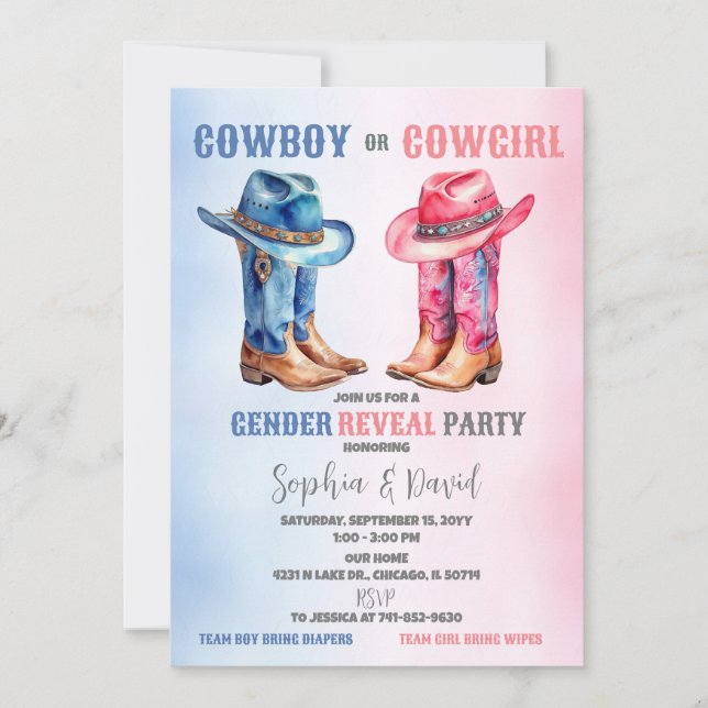 Invitation du Cowboy ou de la Cowgirl Genre Revela (Devant)