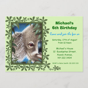 Invitation du Curios Koala Anniversaire de enfant 