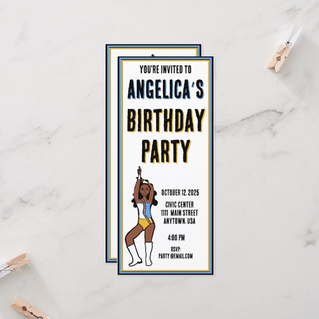 Invitation du Dancer Party Light Blue, Gold, White (Devant/Arrière en situation)