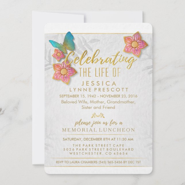 Invitation du déjeuner de la fête du papillon de v (Devant)