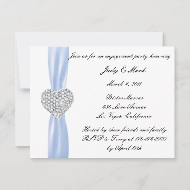 Invitation du Diamond Heart Blue Engagement Party (Devant)