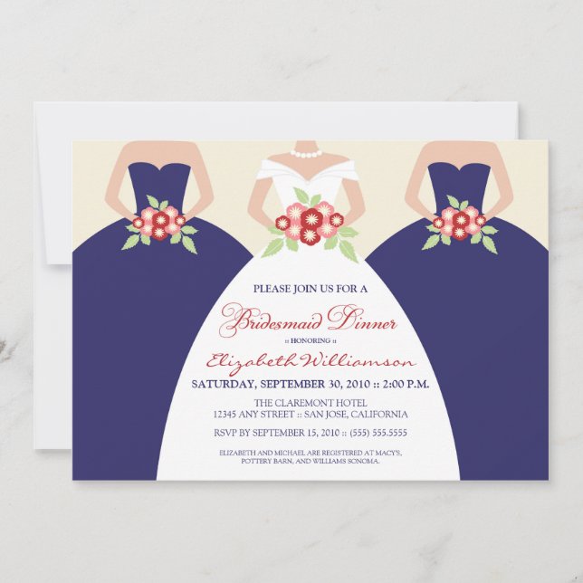 Invitation du dîner de mariée et d'épouse  (marine (Devant)