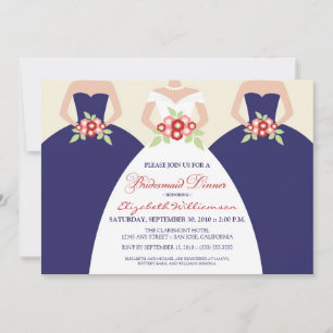 Invitation du dîner de mariée et d'épouse (marine