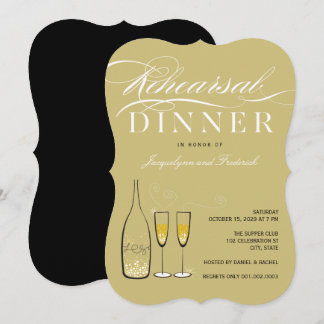 Invitation du Dîner de répétition Gold Champagne
