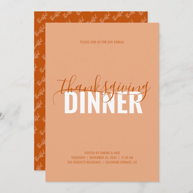 Invitation Du Dîner De Thanksgiving (Devant / Derrière)