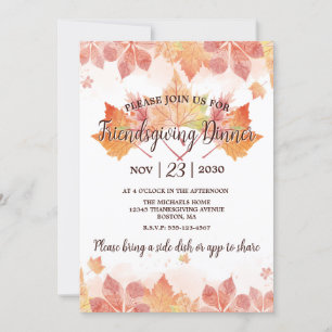 Invitation du dîner de Thanksgiving Friendsgiving
