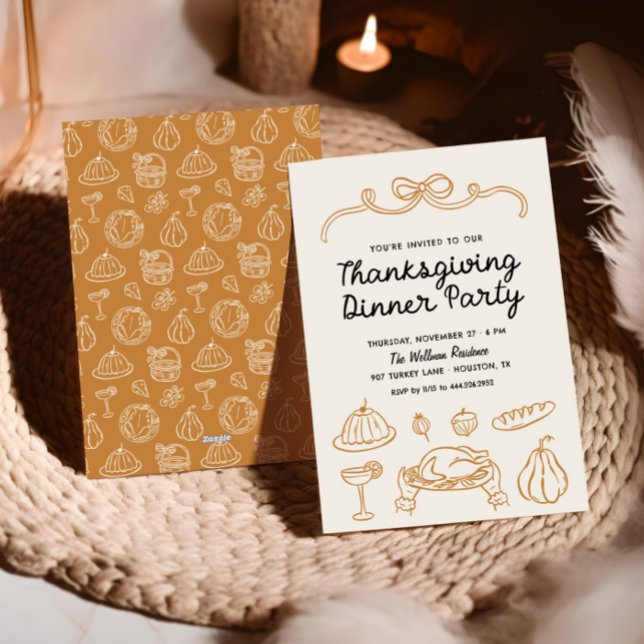 Invitation du dîner de Thanksgiving Whimsy Bow (Créateur téléchargé)