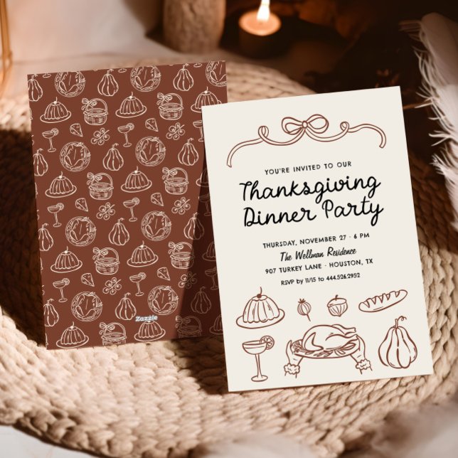 Invitation du dîner de Thanksgiving Whimsy Bow (Créateur téléchargé)