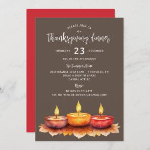 Invitation du Dîner des bougies Thanksgiving