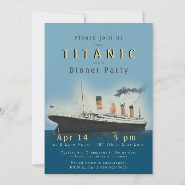 Invitation du Dîner Titanic (Devant)