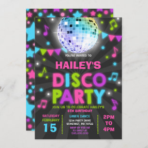 Invitation du Disco Party Invitation Glow Disco Pa
