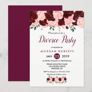 Invitation du Divorce Floral Pink & Burgundy
