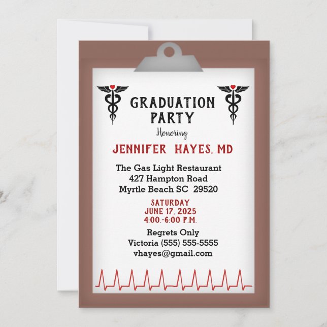 Invitation du Docteur Graduation Party (Devant)
