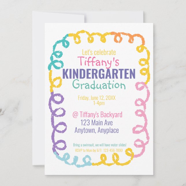 Invitation du doodle Kindergarten Graduation Party (Devant)