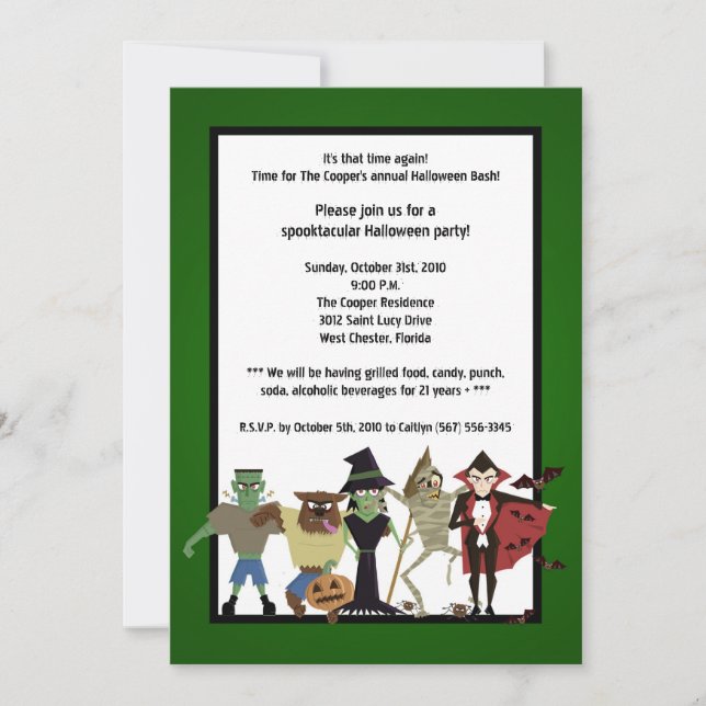 Invitation du DraculaMonster Halloween Bash Party  (Devant)