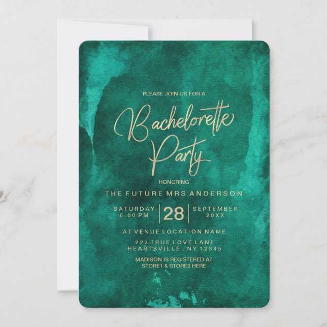 Invitation du Emerald Green Bachelorette Party (Devant)