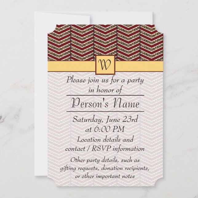 Invitation du Empreinte de léopard Chevron Party (Devant)