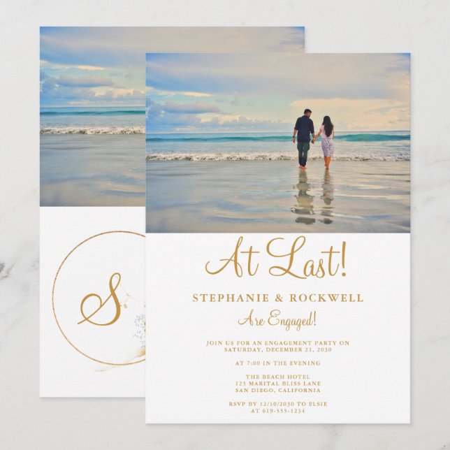 Invitation du Faire-part Fiançailles photo (Devant / Derrière)