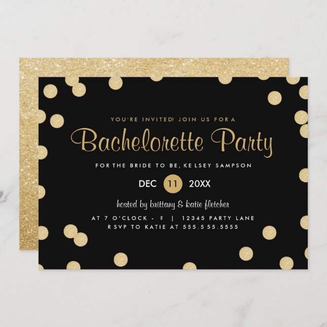 Invitation du Faux Gold Confetti Bachelorette Part (Devant / Derrière)