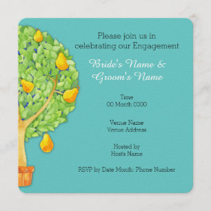 Invitation du Fiançailles Carré turquoise Pear Tre