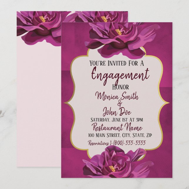 Invitation du Fiançailles Mariage de Moonvista Flo (Devant / Derrière)