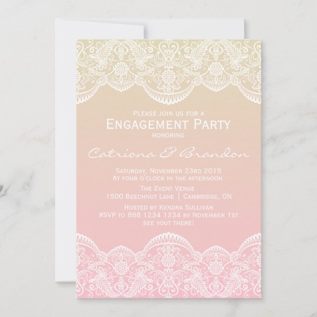 Invitation du Fiançailles Motif Sunset Ombre Lace (Devant)