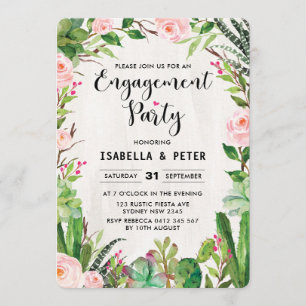 Invitation du Fiesta Pink Floral Engagement Party