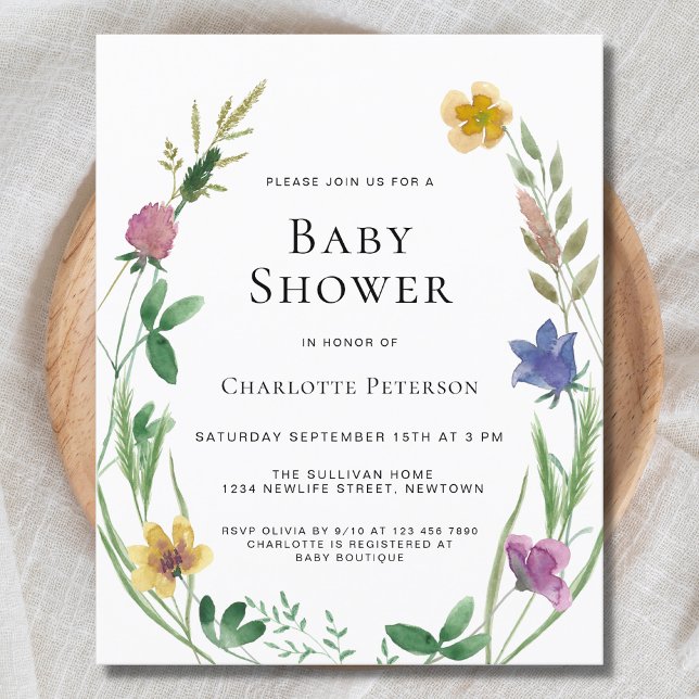 Invitation du Fleur sauvage Boho Budget (Créateur téléchargé)