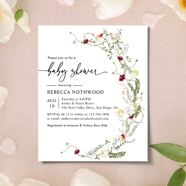 Invitation du Fleur sauvage Boho Budget (Créateur téléchargé)