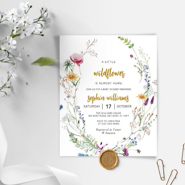Invitation du Fleur sauvage Boho Budget (Créateur téléchargé)