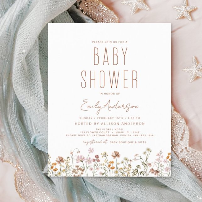 Invitation du Fleur sauvage du budget Boho Baby sh (Créateur téléchargé)