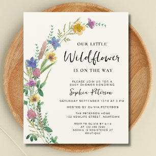 Invitation du Fleur sauvage du budget Boho Baby sh