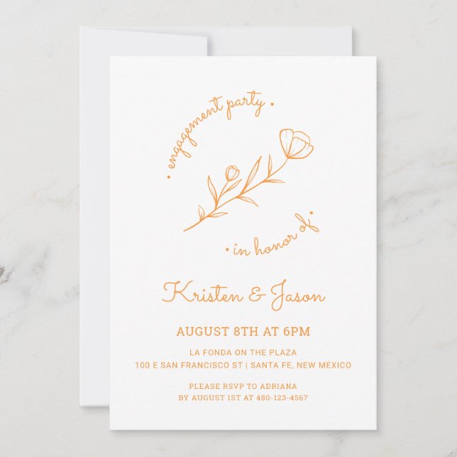 Invitation du fleur sauvage Engagement Party à Ora (Devant)