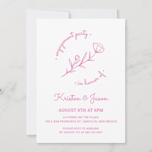 Invitation du fleur sauvage Engagement Party en ro (Devant)