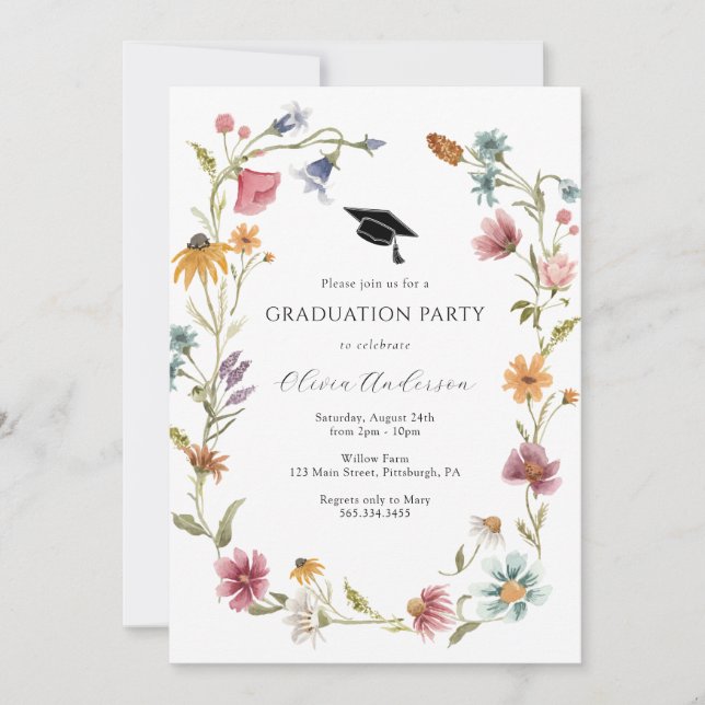 Invitation du fleur sauvage Graduation Party (Devant)