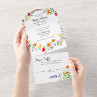 Invitation du fleur sauvage tout en un Baby shower
