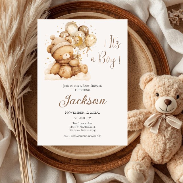 Invitation du garçon Baby shower d'ours (Créateur téléchargé)