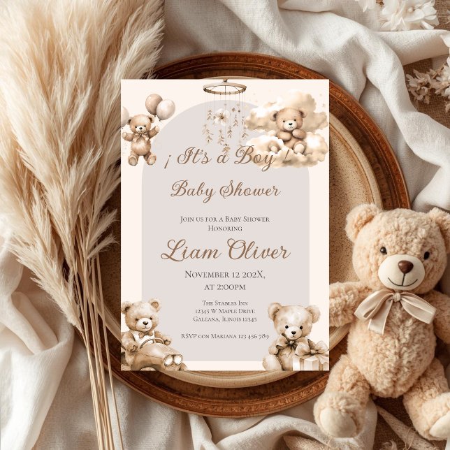 Invitation du garçon Baby shower d'ours (Créateur téléchargé)