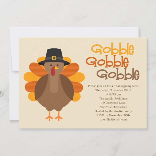 Invitation du Gobble Gobble Thanksgiving Party (Devant)