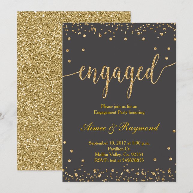 Invitation du Gold Engagement Party (Devant / Derrière)