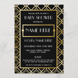 Invitation du Gold Mom Party Baby shower Art déco 