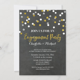 Invitation du Gold Silver Confetti Engagement Part