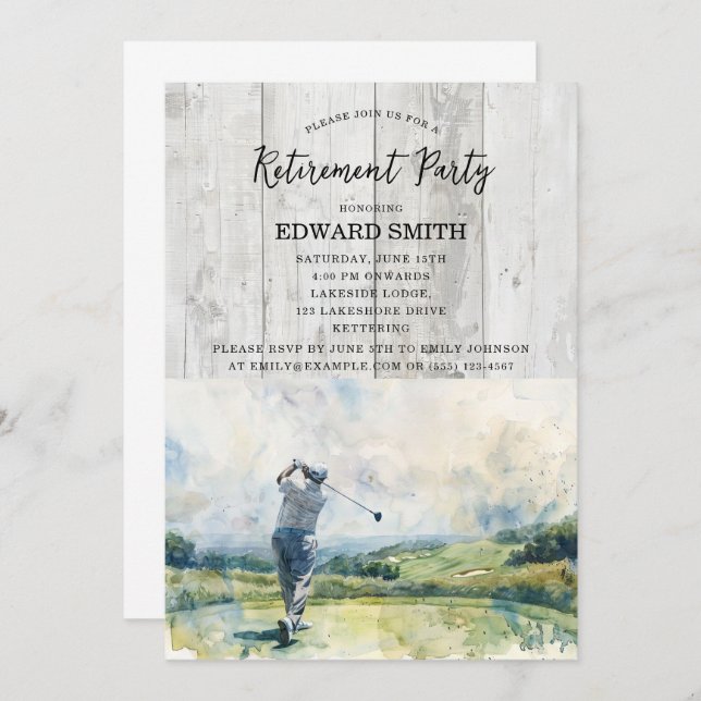 Invitation du Golfing Retirement Party (Devant / Derrière)