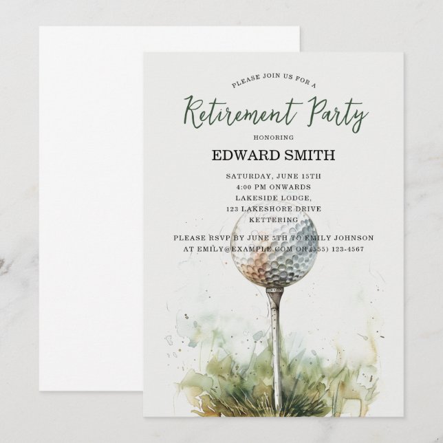Invitation du Golfing Retirement Party (Devant / Derrière)