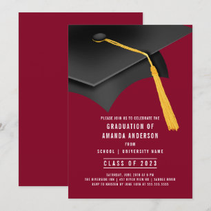 Invitation du Grad Casquette Bourgogne Graduation
