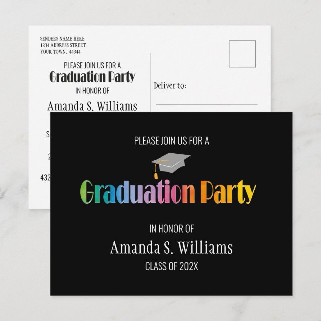 Invitation du Grad Casquette Graduation Party (Devant / Derrière)